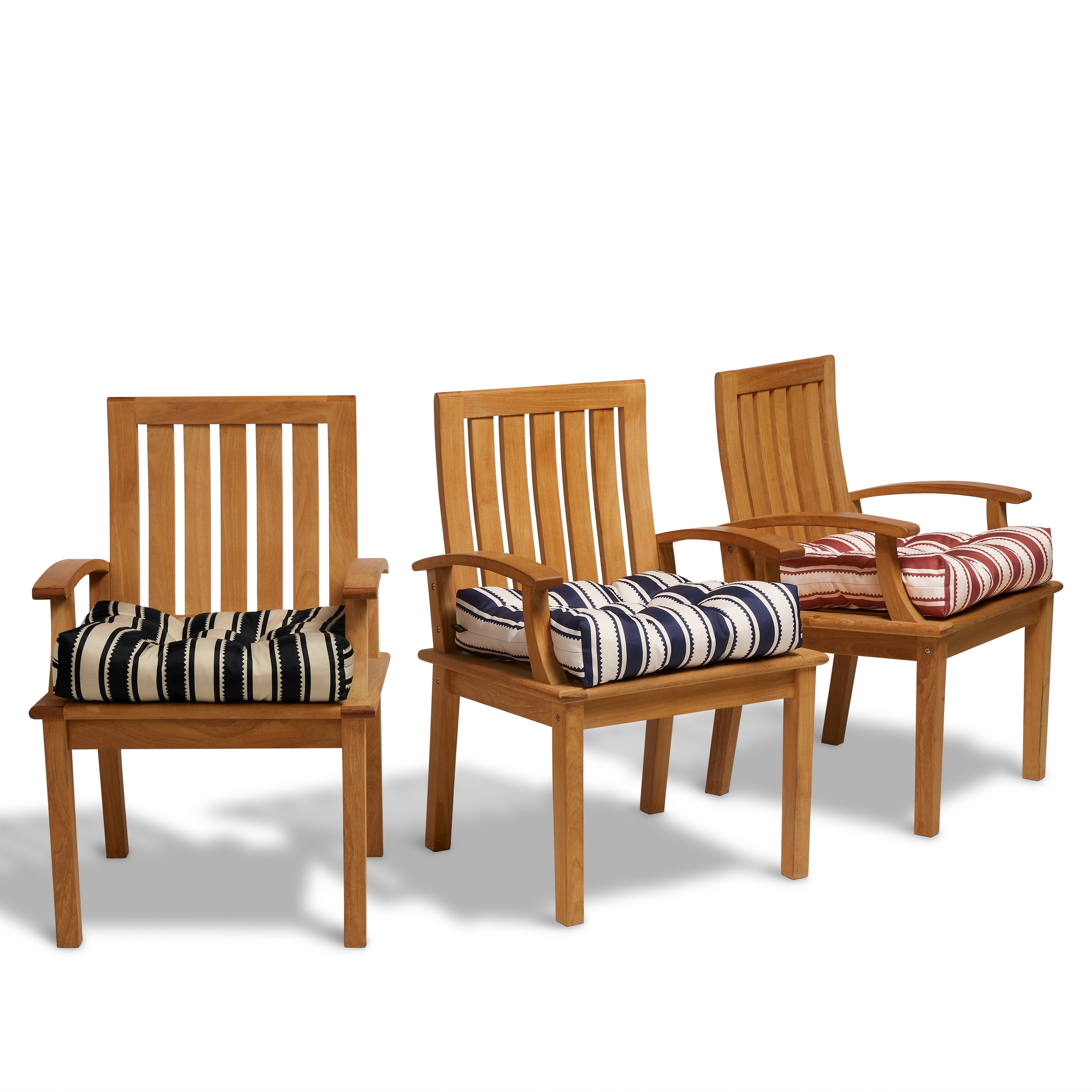 Classic Accessories Water-Resistant Square Patio Seat Cushions, 19 x 19 x 5 Inch, 2 Pack, Black Sedona Stripe