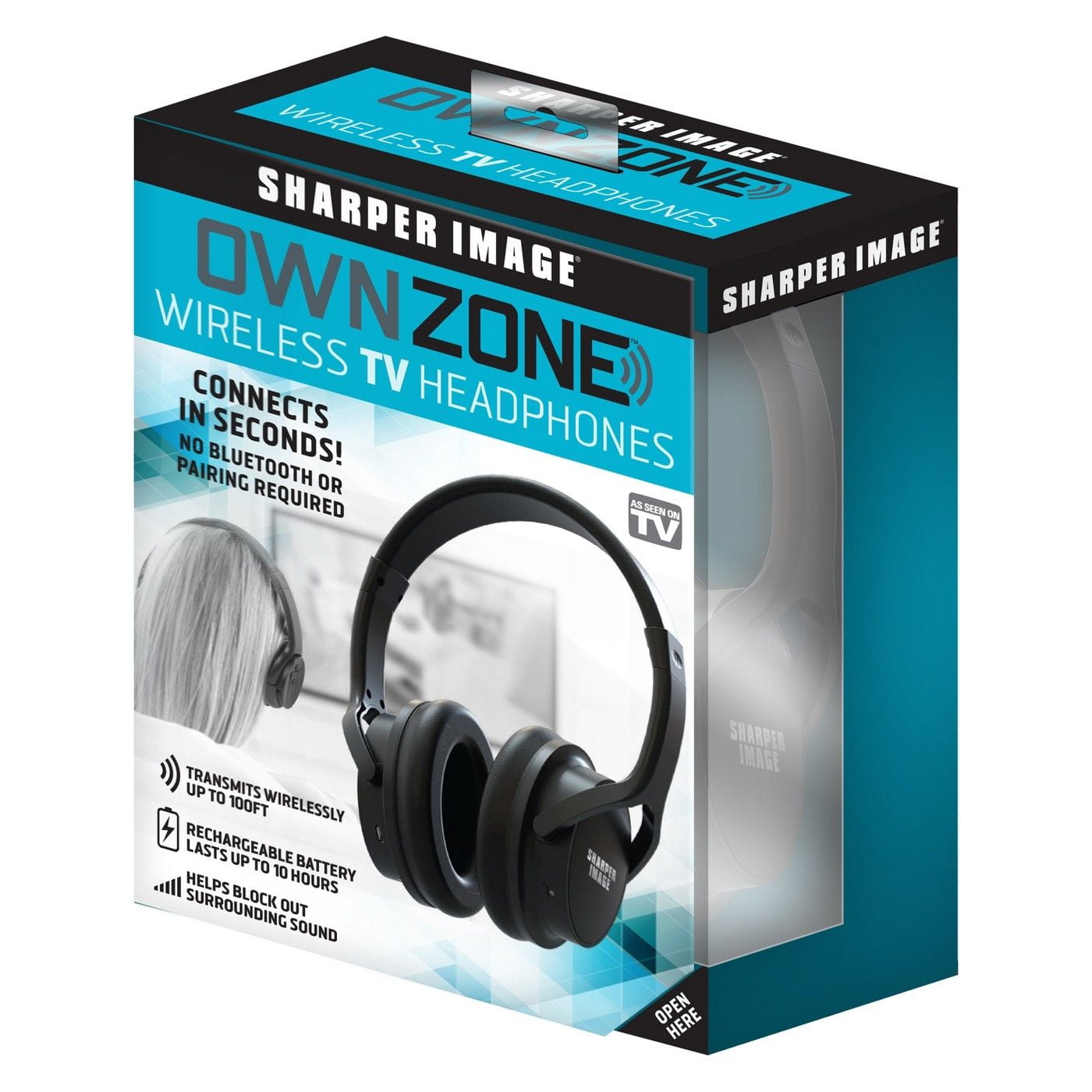 Sharper Image OWN ZONE Wireless Rechargeable TV Headphones RF Connection 2.4 GHz 