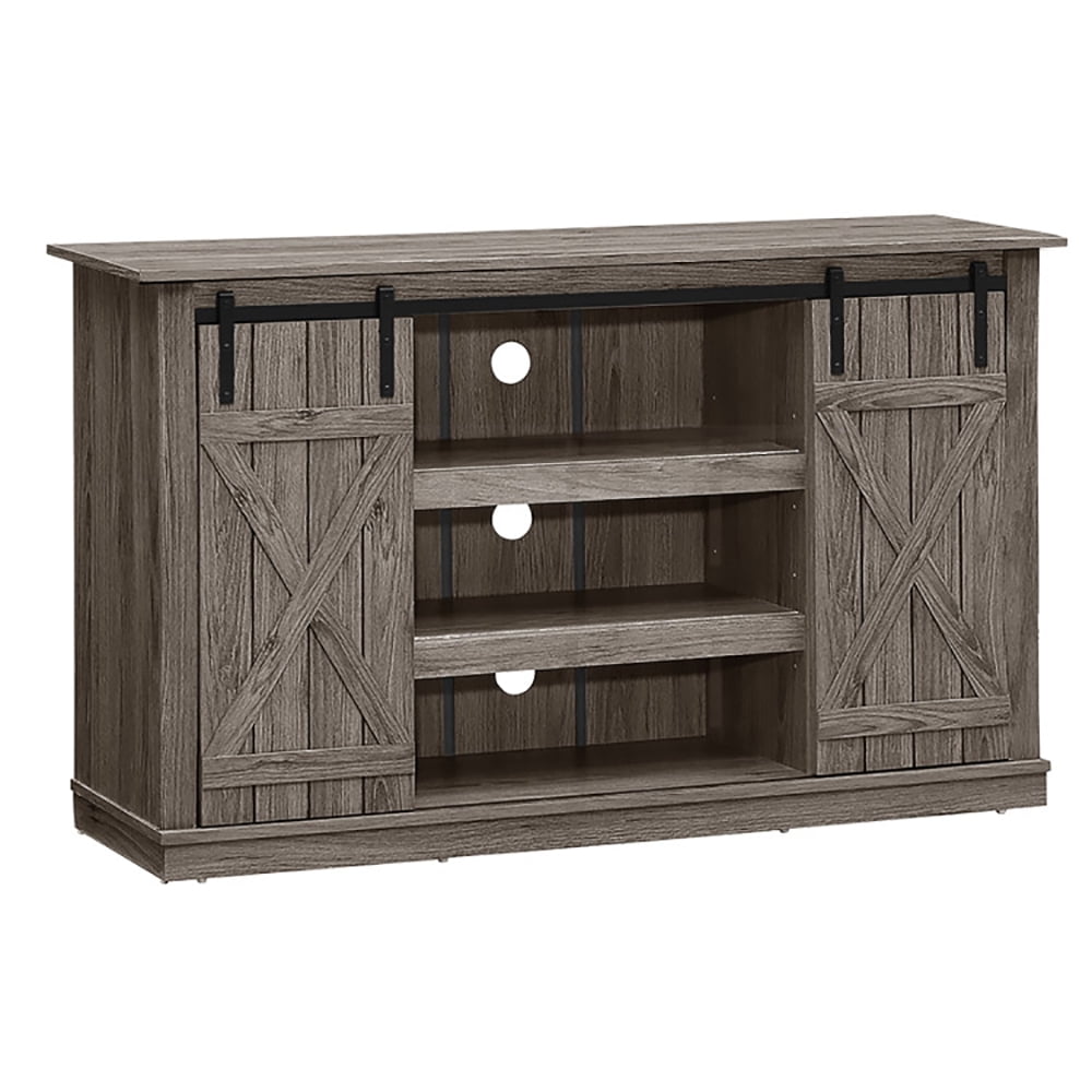 Finihen TV Stand, TV Cabinet, Sliding Barn TV Stand Console Table, Media Entertainment Center with Storage, for Living Room, Bedroom, Gray