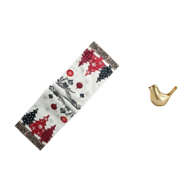 Camino De Mesa Navideño, Bufanda Para Tocador, Mantel Reutilizable De Invierno Con Forma De árbol, Ideal Para Armario, Mesa De Centro, Estilo Rústico, Con Figuritas De Pájaros Dorados,