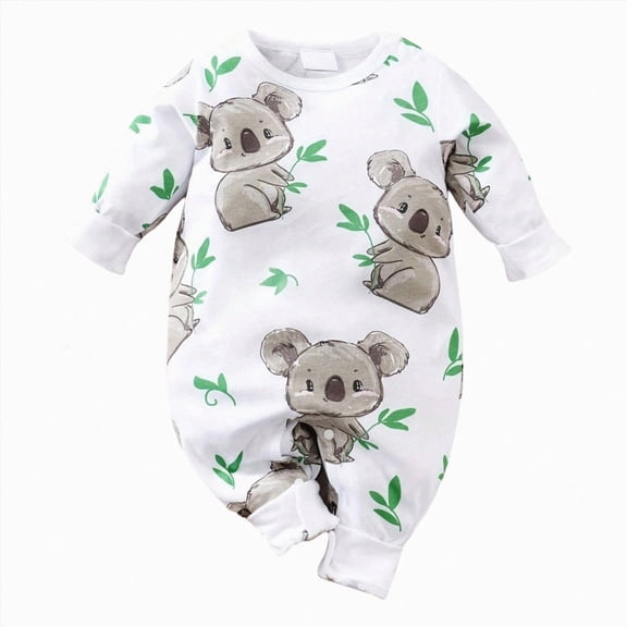 mgoYE Newborn Baby Romper - Unisex Cotton Bodysuit for Infant Baby Boys Girls Long Sleeve Animal Print Jumpsuits