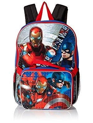 Marvel Comics Avengers Captain America Boy's Backpack & Lunch-Bag 2 Pc Set NEW 