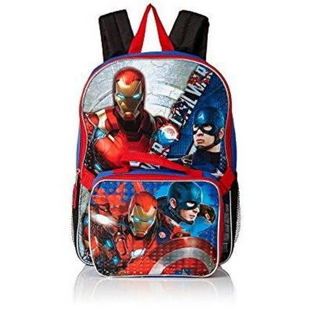 Marvel Captain America: Civil War 16" Blue Black Boys' Backpack with Lunch Set -