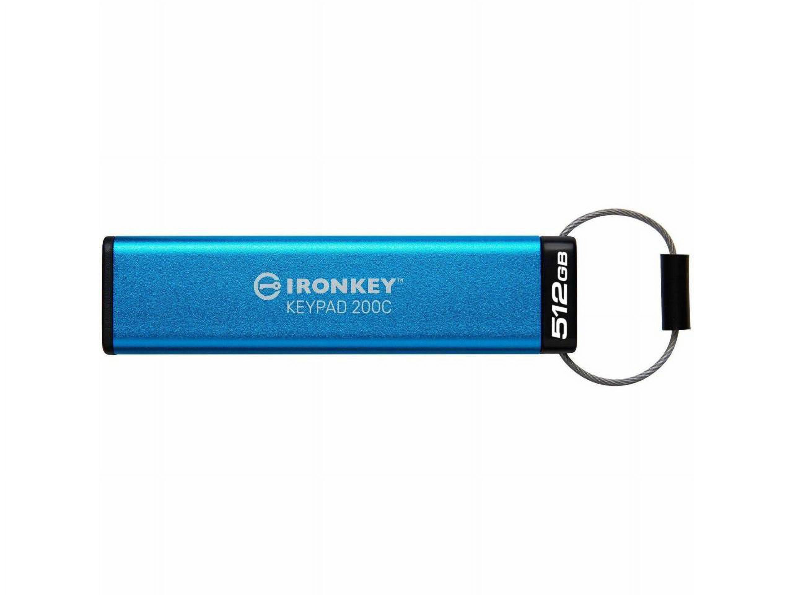 Kingston Ironkey Keypad 200 USB-C 512GB Encrypted Flash Drive | OS Independent | FIPS 140-3 Level 3 | XTS-AES 256-bit | BadUSB and Brute Force Protection | Multi-Pin Option | IKKP200C/512GB