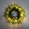 thumbnail image 4 of 9 Ft Lighted Christmas Garland Pre-Lit Christmas Wreath Outdoor Lighted Garland with Red Berries for Home, Door, Garden, Holiday, Wedding Party Decor, 4 of 6