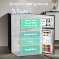 Auseo 3.1 Cu.Ft Double Door Mini Fridge with Freezer, Compact Retro Refrigerator for Dorm, Office, Bar, Bedroom, Black