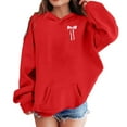 thumbnail image 4 of Byoo Big Girl's Bow Print Long Sleeve Hoodie Pullover Fit with Pocket Hooded Sweatshirt Soft Warm Casual Kids Outerwear for Daily Wear, 4 of 6