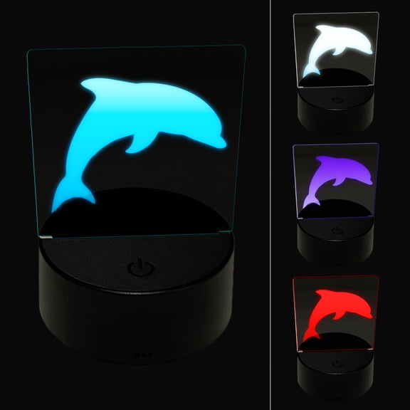 Dolphin Solid LED Night Light Sign 3D Illusion Desk Nightstand Lamp