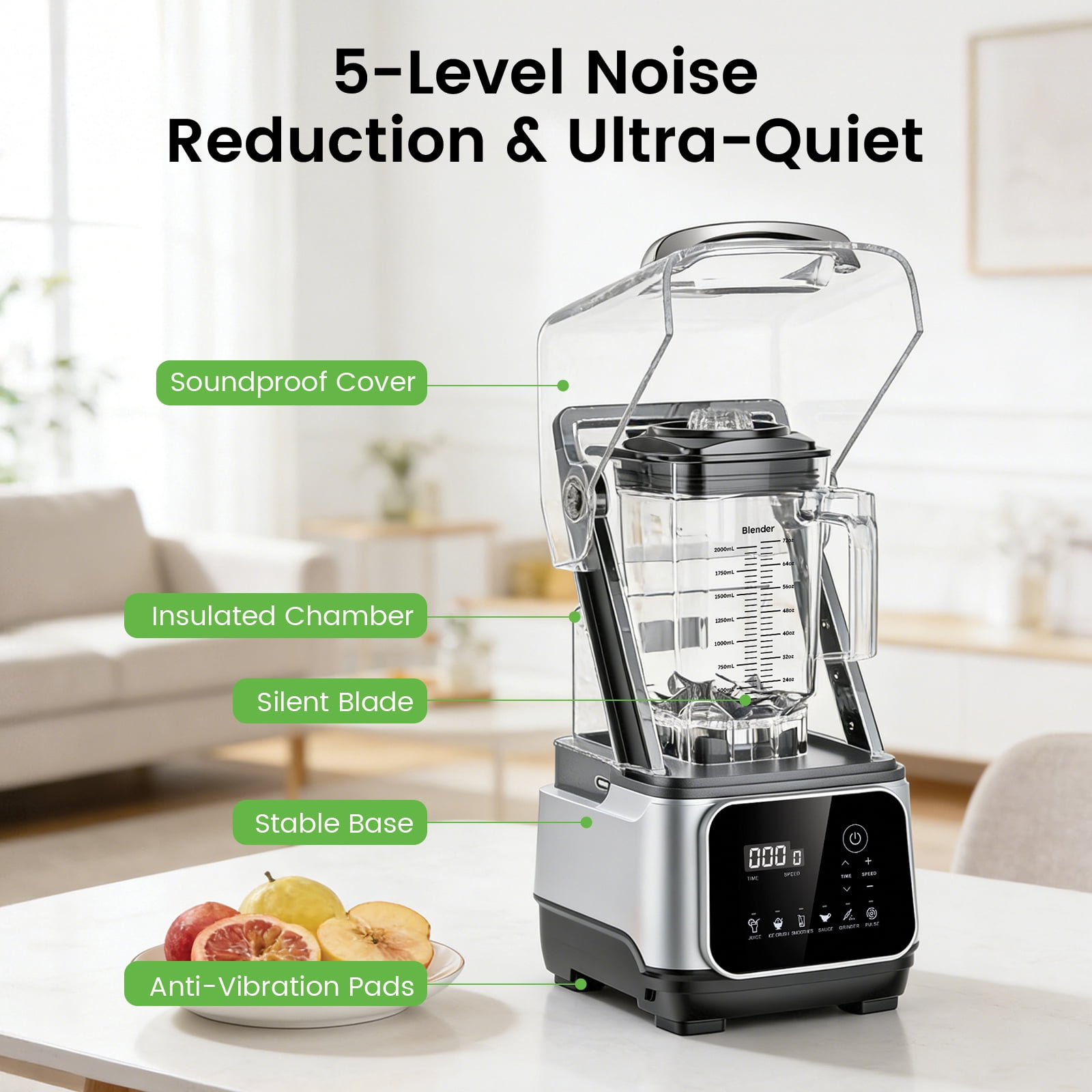 Friwest Professional Countertop Blender, 2400W High Power Smoothie Blender with 68oz, 6-Speed Control & Pulse, Ice Crushing Blender for Frozen Drinks