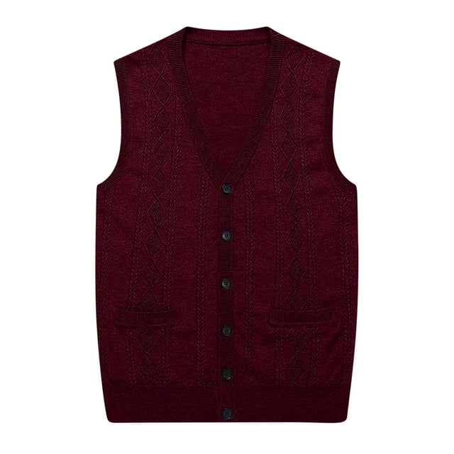 Styesk Jackets for Men Men's Wool Sleeveless Waistcoat Loose Knitted Solid Color Cardigan
