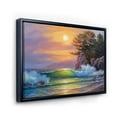 thumbnail image 3 of Sunrise On Sea Waves By The Pine Trees 32 in x 16 in Framed Photography Canvas Art Print, by Designart, 3 of 5
