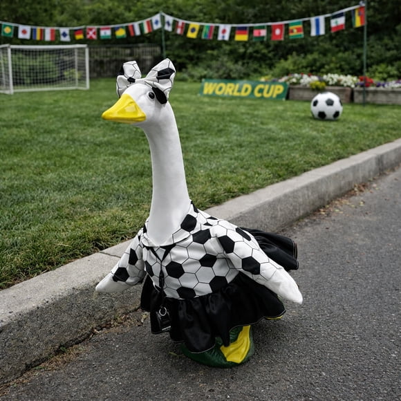 Adorno de Porcelana para Patio Exterior con Forma de Balón de Fútbol: Funda, Blanco MNFD