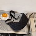 thumbnail image 1 of Bolso Bandolera Bolso bandolera Bolso de hombro de media luna Bolso de viaje acolchado con entramado rómbico (Negro), 1 of 8