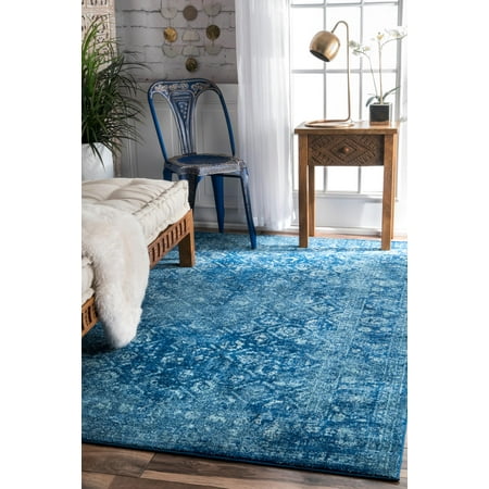 67u0022x9 Rectangle Loomed Trellis Runner Blue - nuLOOM