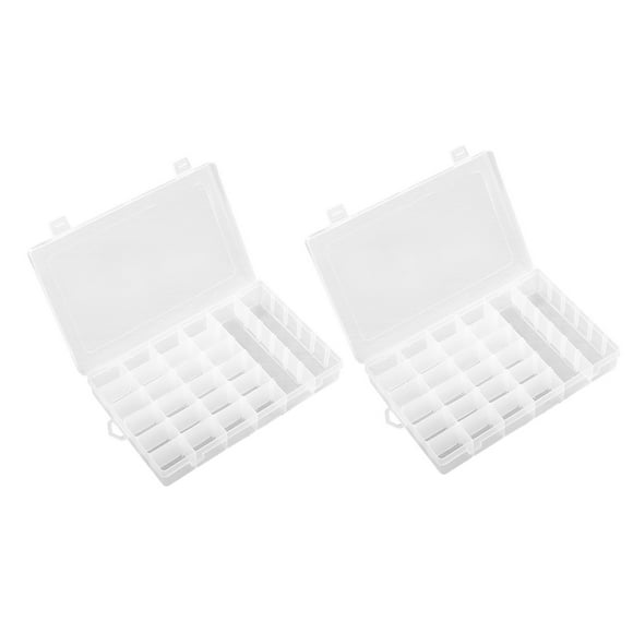Caja de almacenamiento de joyas de 2 piezas con 36 rejillas, organizador compartimentado de ABS transparente con divisor extraíble