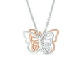 thumbnail image 2 of Bling Jewelry Womens Dainty Garden 3D Butterfly Pendant Necklace Two-Tone Rose Gold & Silver Chain, 2 of 6