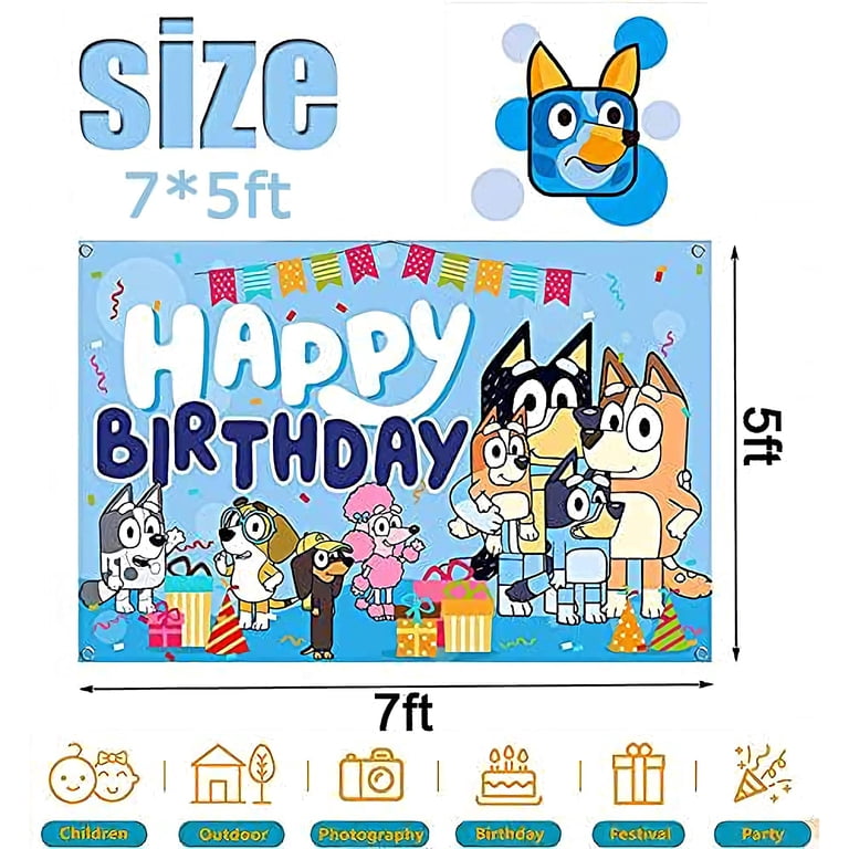 FYDZBSL 13 Pièces Décorations Anniversaire Thème Chiens Bleus Mignons – Bannière Happy Birthday + Tourbillons Suspendus Pour Fête D'Enfant Ou Chien