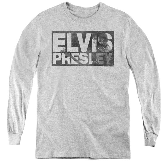 Elvis Presley Block Letters Youth Long Sleeve T-Shirt Athletic Heather