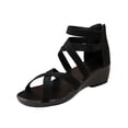 thumbnail image 2 of Samdudou Sandals for Women Dressy Casual Open Toe Low Wedge Heel Criss Cross Multi Strap Faux Suede Zip Up Back Bootie Style Daily Office Wear Summer Outdoor Vacation Footwear, 2 of 9