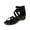 Black, variant on Women Crisscross Strap Wedge Sandals Open Toe Back Zip Summer Heightening Beach Shoes With Flock Suede, Black