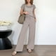 thumbnail image 2 of Conjunto de 2 piezas para mujer: top de punto calado de ganchillo y pantalones anchos, diseño con aberturas, para todas las estaciones - Tallas S/XXL, 2 of 4