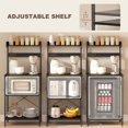 thumbnail image 4 of Distressed Black Kitchen Baker's Rack with Power Outlet & Adjustable Shelves - Coffee Bar Station for Living Room or Dining Area - 53.9" Height, 4 of 7