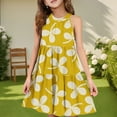 thumbnail image 2 of Abcomgle Girls Summer Dress Size 14-16 Casual Halter Neck Sleeveless Girls Dresses Floral Print A-line Sundresses Swing Beach Dresses 7-8 Years,Earthy Yellow, 2 of 7