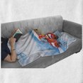 thumbnail image 6 of Christmas Soft Flannel Fleece Throw Blanket, Vintage Truck in Snowy Winter Scene Tree and Gifts Candy Cane Kids Print, Cozy Plush for Indoor and Outdoor Use, 60" x 80", Blue White Red, by Ambesonne, 6 of 6
