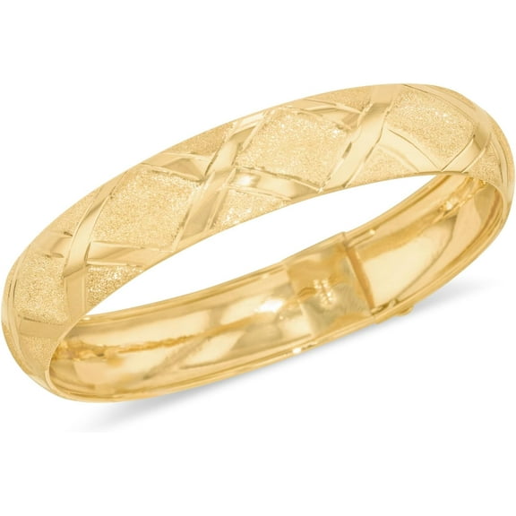 Floreo 10k Yellow Gold 12mm Classic Satin Finish Textured Flex Bangle Bracelet