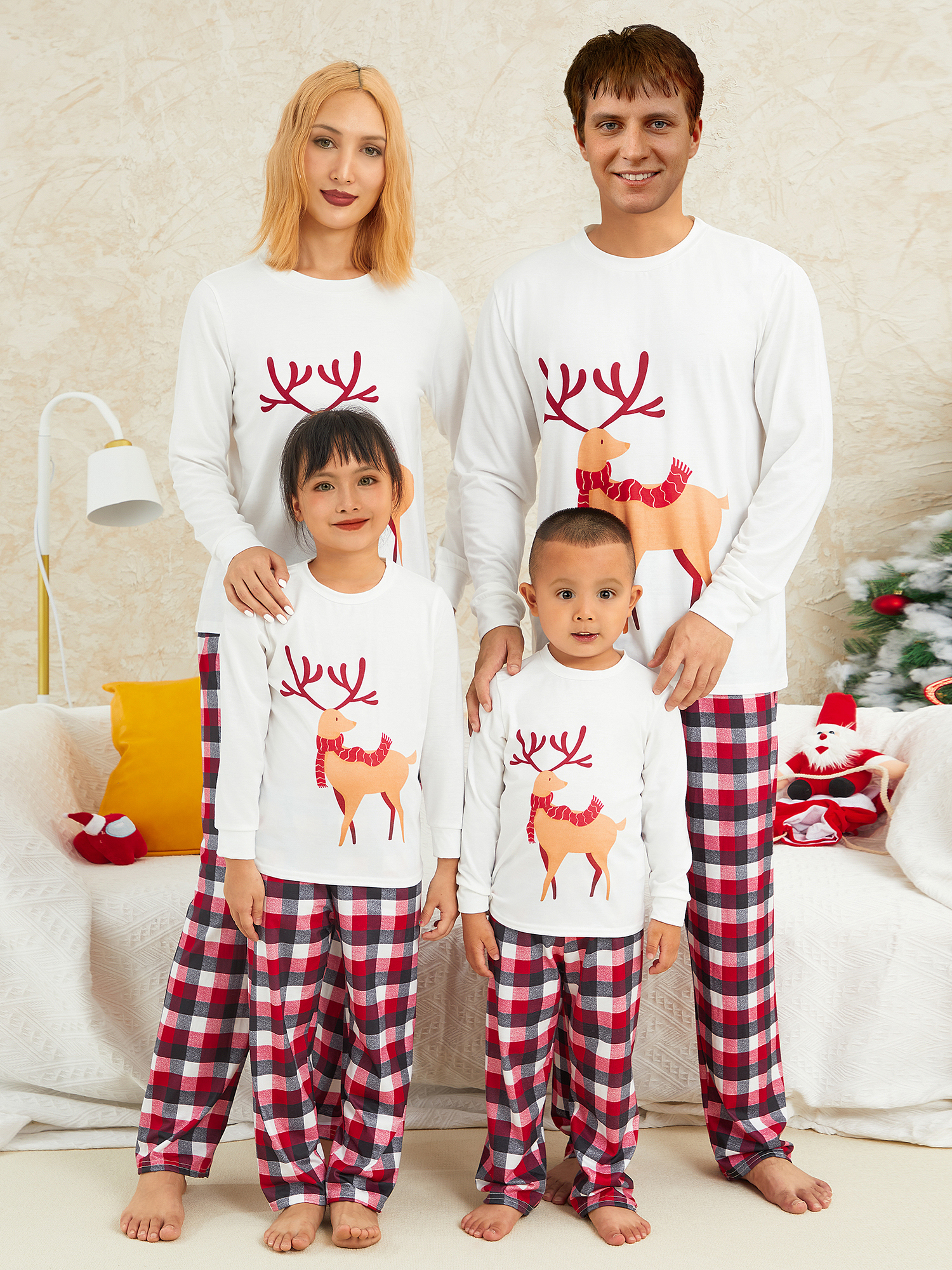 Pyjama Femme Hiver Noël - Ensemble 2 Pièces En Coton, Famille Assortie, Confortable Et Chaud