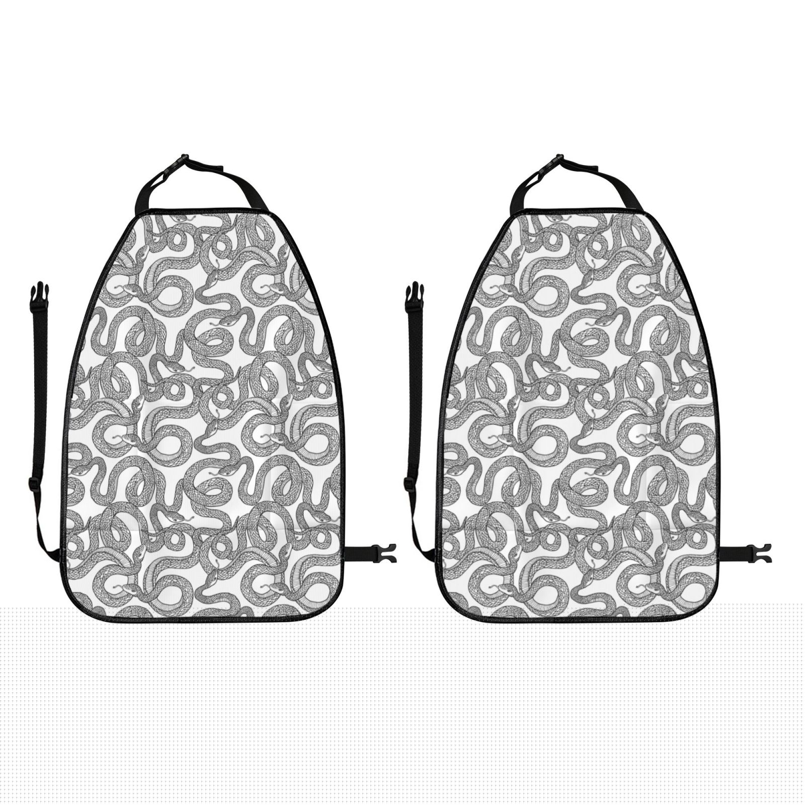 thumbnail image 2 of Kdxio Snake Print 2 Pack Car Kick Mat Seat Cover Back Protector Mat with Pockets for Organizer Backseat Protector and Storage Anti Kick Pad for Vehicles, 2 of 9