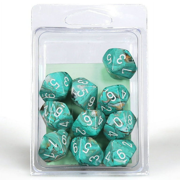 Chessex Marble Oxi-Copper/White Set of 10 d10 Dice - Walmart.com