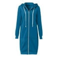 thumbnail image 4 of Dovford Oversized Hoodies for Women Zip Up Knee Length Tunic Sweatshirts Casual Long Sleeve Spring Hooded Jackets With Pocket, 4 of 6