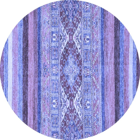 Ahgly Company Indoor Round Abstract Blue Modern Area Rugs, 8' Round