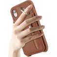 thumbnail image 2 of iPhone XR Case for Women with Card Holder, iPhone XR Phone Case with Strap,iPhone XR Crossbody Lanyard Cases with Credit Card Slots Kickstand with Ring Holder Stand Case,6.1 Inch,Brown, 2 of 14