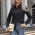 thumbnail image 4 of KDDYLITQ Women's Button Down Dress Shirts Wrinkle Free Long Sleeve Shirts Solid Work Business Stain Shield Shirts Black S, 4 of 6