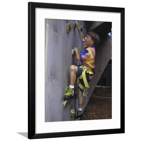 Childrens Climbing Frames - Male Child Wall Climbing Indoors Framed Print Wall Art