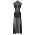 thumbnail image 3 of DPOIS Womens Shiny Rhinestone Mesh Skirted Lyrical Dance Leotard Dress Black L, 3 of 7