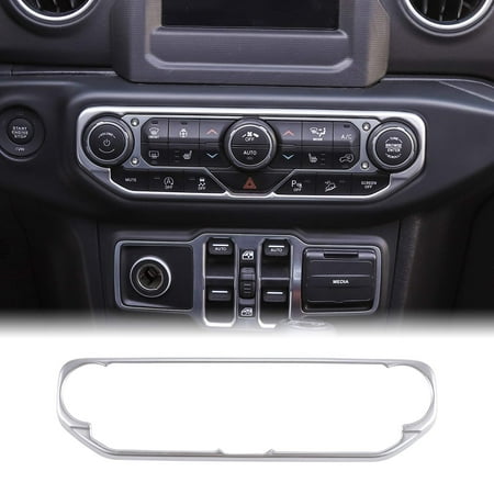 

RT-TCZ Center Control Dash Board Air Conditioner Switch Panel Cover Trim ABS Frame for 2018-2023 Jeep Wrangler JL JLU Gladiator JT Silver