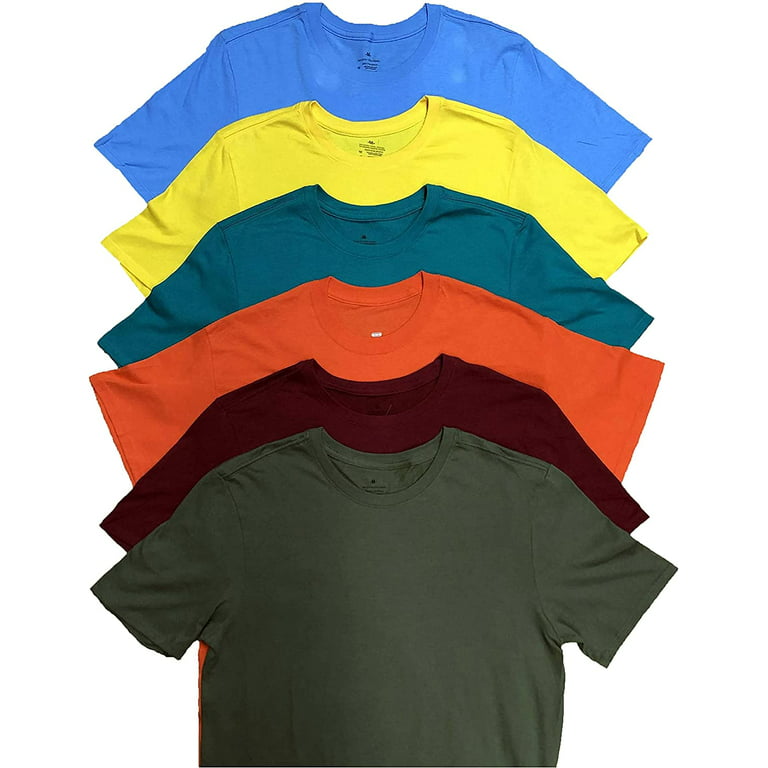 SOCKS’NBULK 12 Pack Mens Cotton Short Sleeve Lightweight T-Shirts, Bulk  Crew Tees for Guys, Mixed Bright Colors Bulk Pack (12 Pack Assorted B,  Large)
