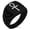 Black, variant on Stainless Steel Egyptian Ankh Cross Chevron Pattern Biker Style Polished Ring