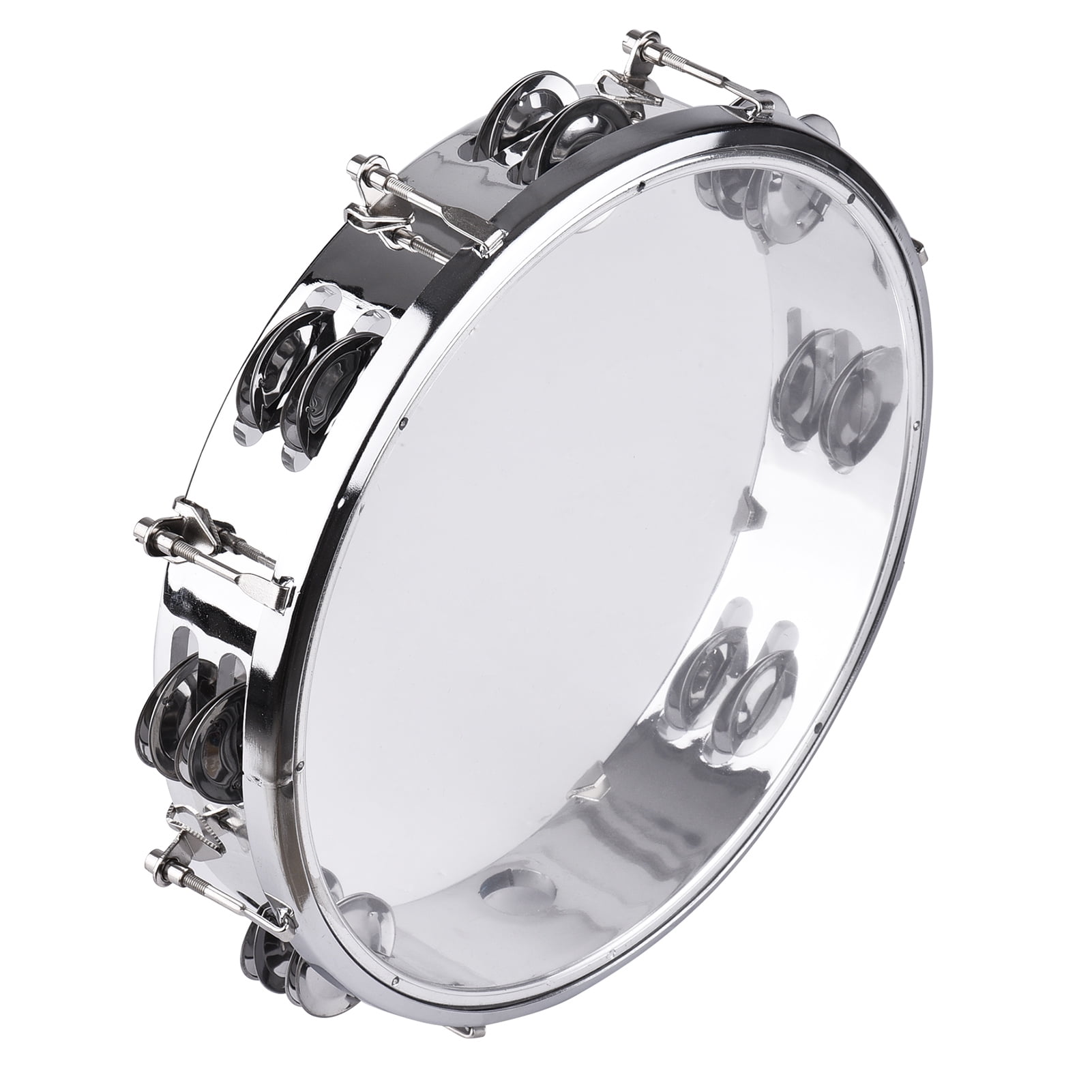Tambourine,10-inch Handbell Hand Drum With Row Hand Drum Metal Percussion Dsfen 10-inch Percussion Row Hand Inch Row Bell Ziem 8 Inch Row Huiop Row Bell Hand 12pcs 8 Inch (silver)