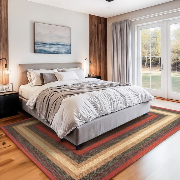 Homespice Highland Braided Area Rug 6x9' - Rustic Rugs for Dining Room for American Country Decor, and Multicolored Rugs for Living Room & Bedroom, Braided Rug