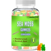 Sea Moss Gummies Ashwagandha with Bladderwrack Burdock Root Alkaline Keto Vegan Non-GMO Diet by Healing Drops
