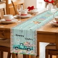 thumbnail image 5 of Easter Table Runner - 60 Inch Long Green Truck Rabbit Duck Butterfly Floral Wooden Cotton and Linen Blended Dress Scarves Farmhouse Table Runner for Kitchen Dining, Coffee Table, 13" x 60", 5 of 8