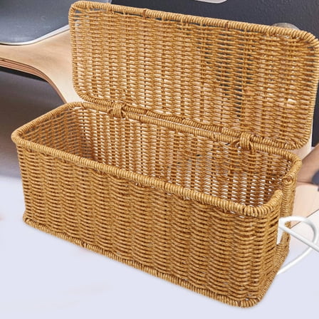 Topbathy Cable Organizer Box Cord Hider Desk Light Brown 1Pack