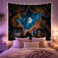 thumbnail image 2 of Ancient Forest Trees Framing Cosmic Nebula and Full Moon, Mystical Celestial for Astronomy Lovers, Fantasy Space Wall Art, Housewarming Gift, Tapestry Wall Hanging for Bedroom and Living Room, 2 of 7