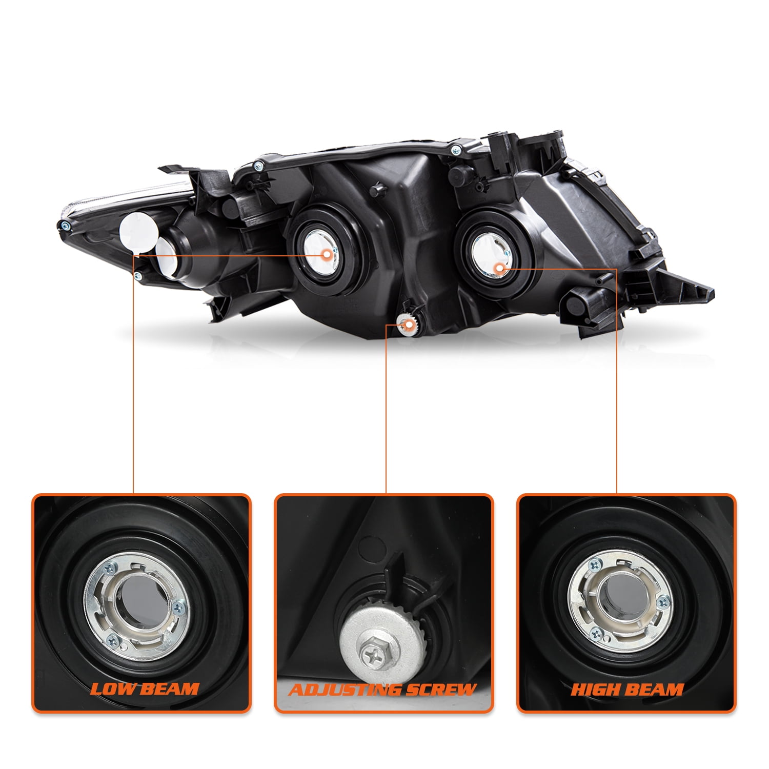 For 2009-2010 Toyota Corolla S CE LE XLE XRS Black Headlights Assembly Headlamps