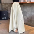 thumbnail image 7 of BinBiL Ladies' Solid Color Versatile High Waist Wide Leg Pants Skirt Pants White XL(XL), 7 of 7