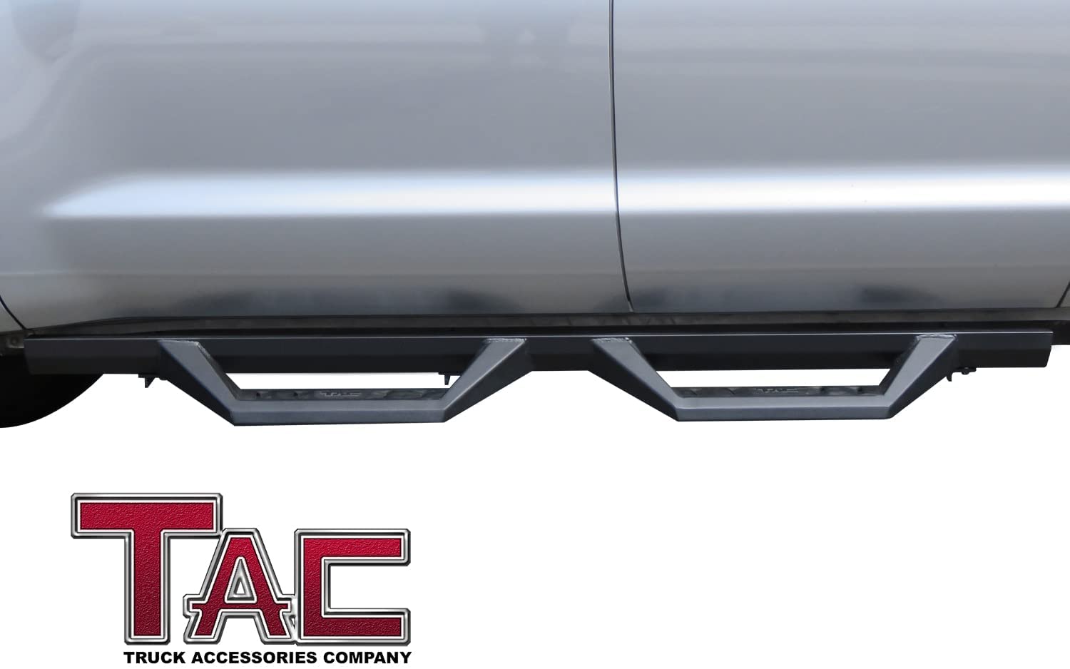 TAC Sidewinder Running Boards Fit 2007-2021 Toyota Tundra Double Cab 4” Drop Side Steps Nerf Bars Rock Slider Pickup Truck Fine Texture Black Off-Road Accessories (2pcs)